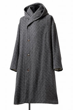 画像をギャラリービューアに読み込む, YUTA MATSUOKA wrap hooded coat / quill texture wool (dark gray)