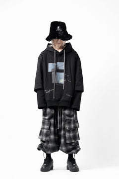 画像をギャラリービューアに読み込む, A.F ARTEFACT HEM-STRING WIDE CARGO PANTS / OMBRE FLANNEL(BLACK x WHITE)
