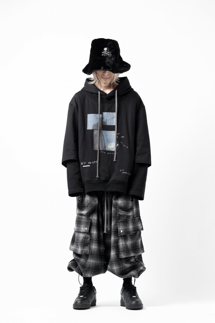 画像をギャラリービューアに読み込む, A.F ARTEFACT HEM-STRING WIDE CARGO PANTS / OMBRE FLANNEL(BLACK x WHITE)