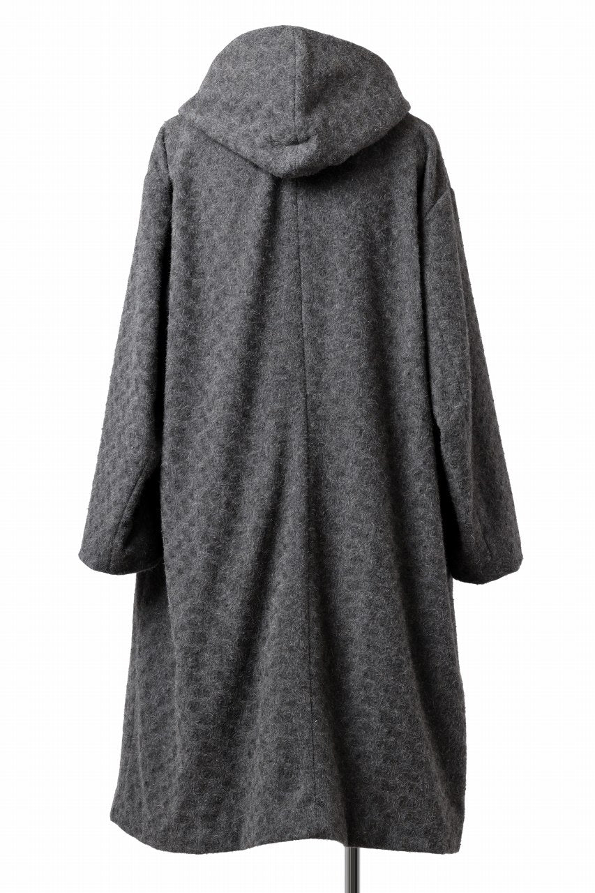 画像をギャラリービューアに読み込む, YUTA MATSUOKA wrap hooded coat / quill texture wool (dark gray)