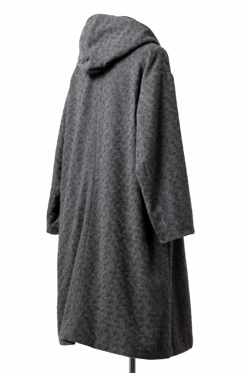 画像をギャラリービューアに読み込む, YUTA MATSUOKA wrap hooded coat / quill texture wool (dark gray)