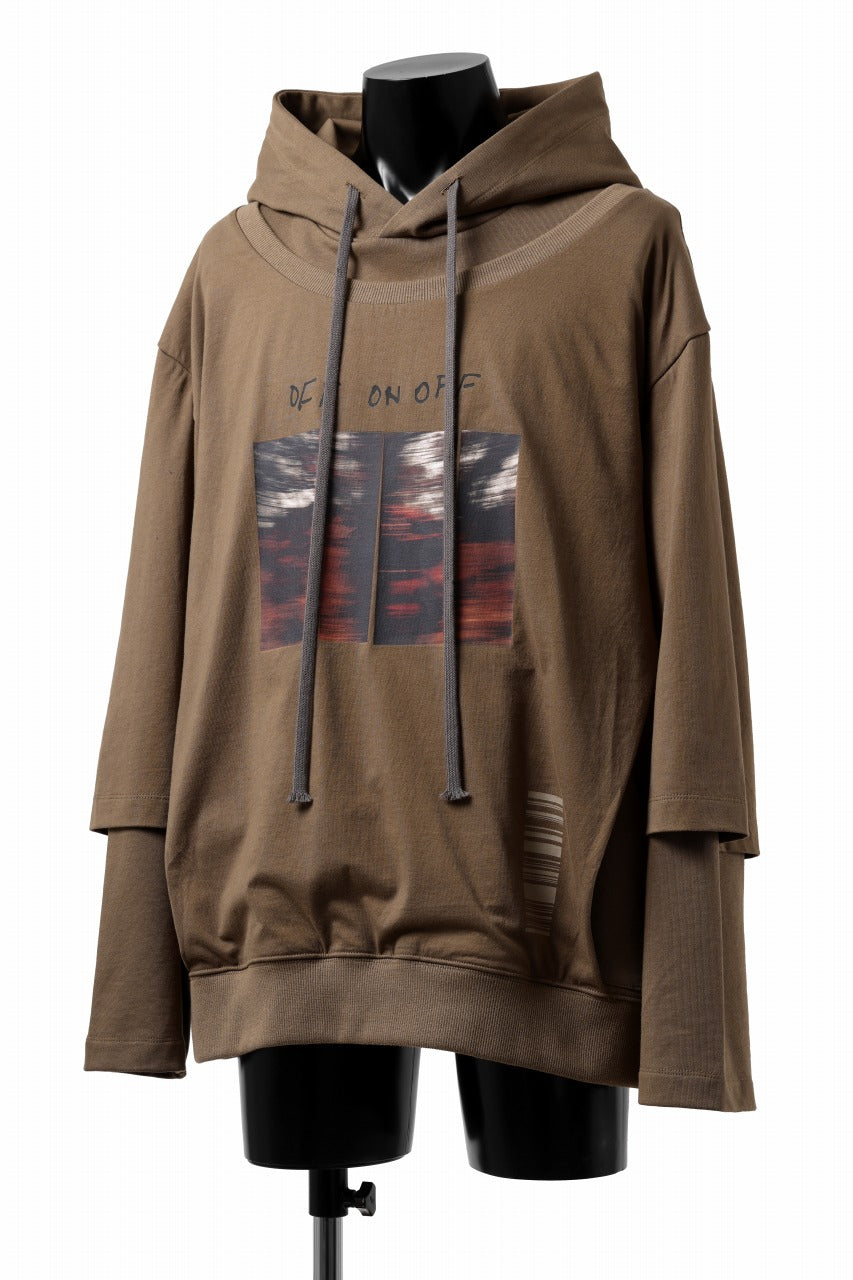 画像をギャラリービューアに読み込む, A.F ARTEFACT LAYERED TEE HOODIE / TYPE-A PRINT (BROWN)