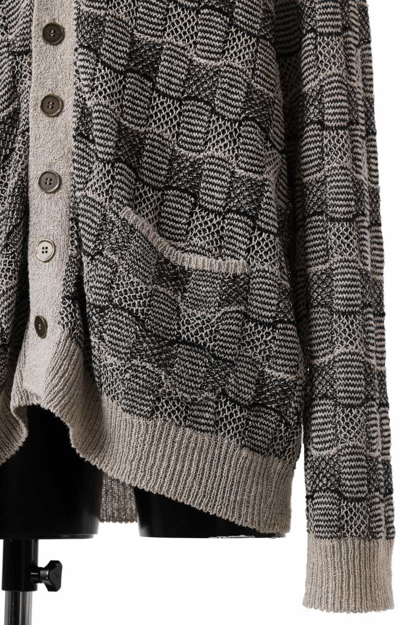 YUTA MATSUOKA v neck knit cardigan / hemp & EU linen links knit (ecru)