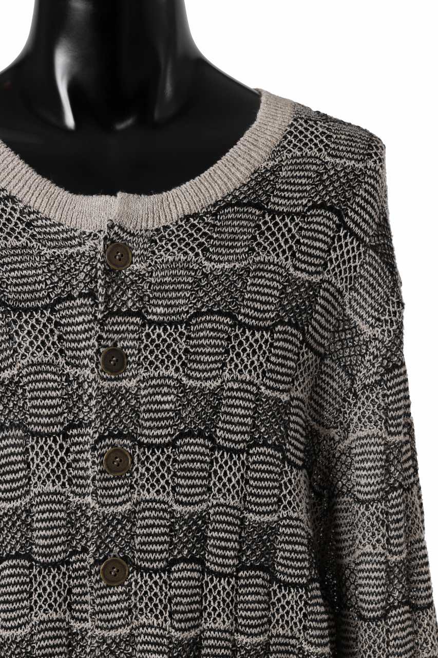 YUTA MATSUOKA round neck knit cardigan / hemp & EU linen links knit (ecru)