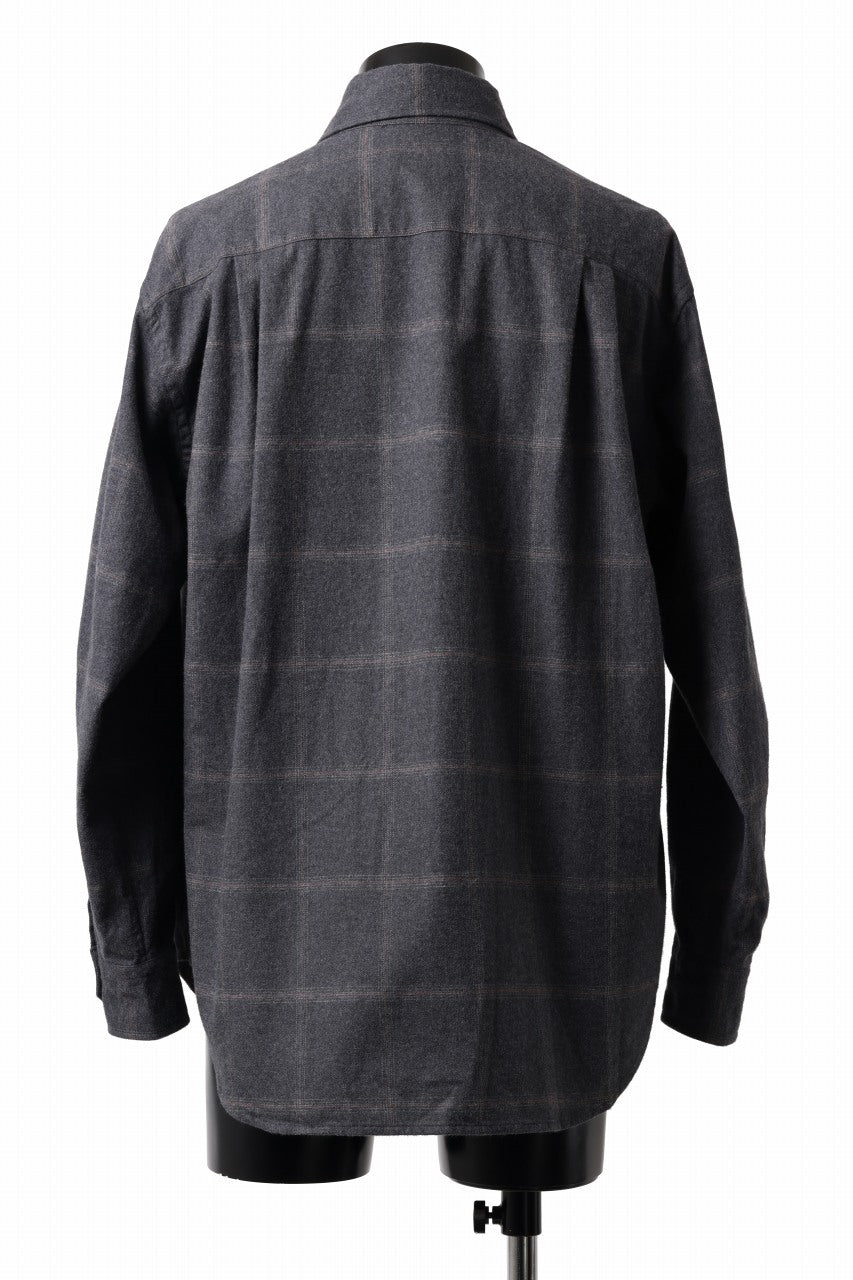 画像をギャラリービューアに読み込む, CAPERTICA 4 TUCK SHIRT / DARK MELANGE CHECK FLANNEL (CHARCOAL)