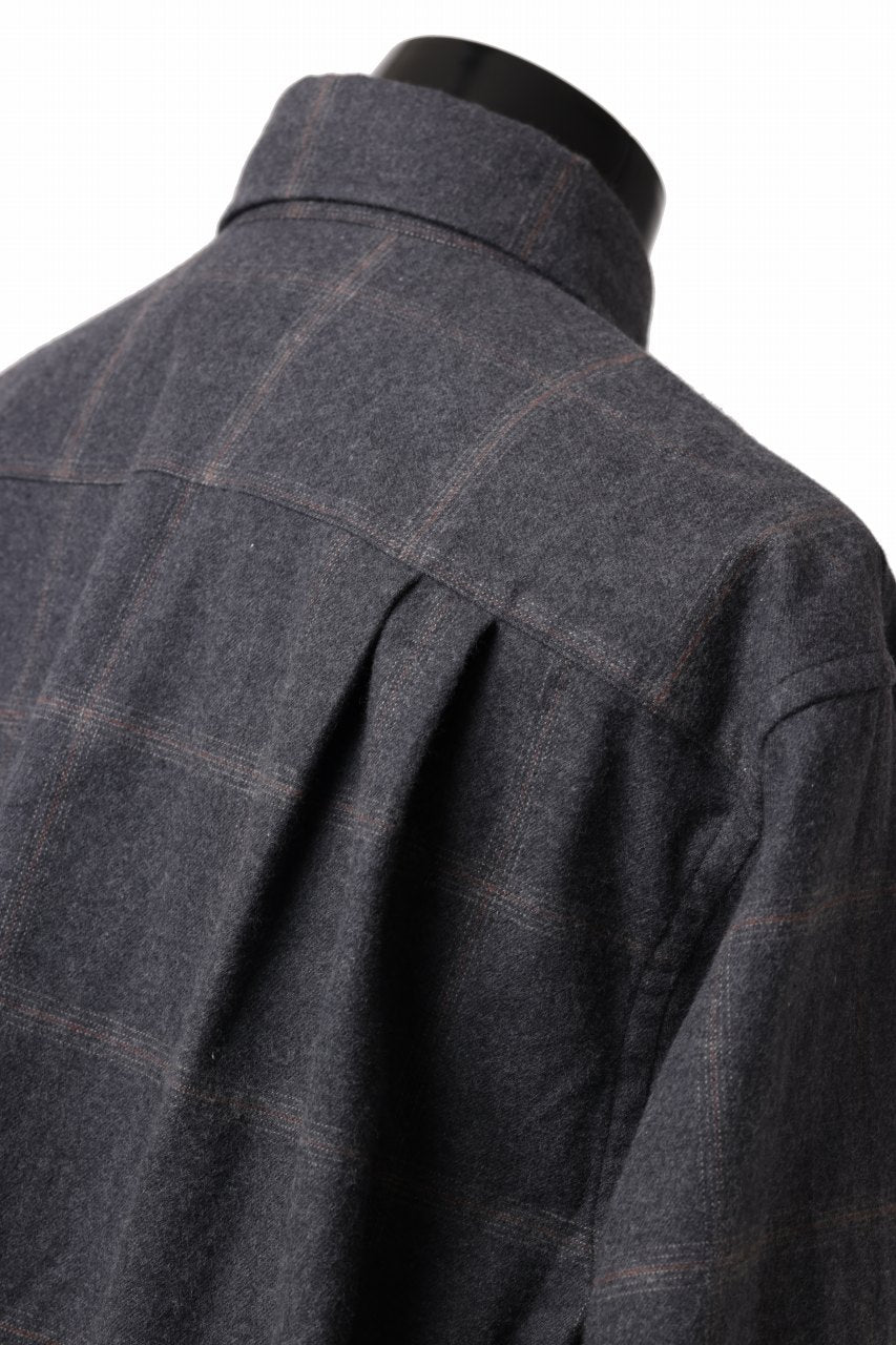 画像をギャラリービューアに読み込む, CAPERTICA 4 TUCK SHIRT / DARK MELANGE CHECK FLANNEL (CHARCOAL)