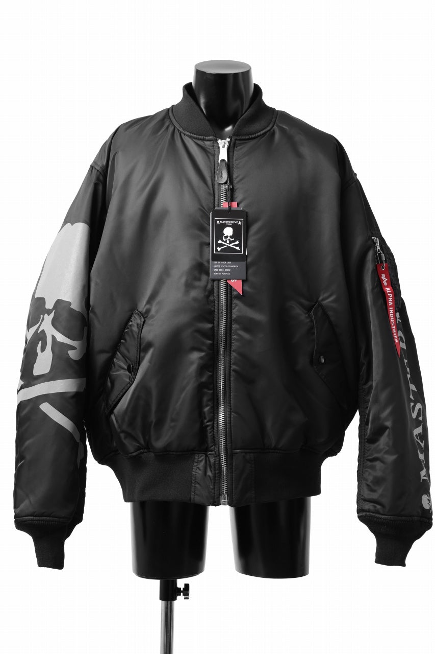 Load image into Gallery viewer, mastermind WORLD x ALPHA INDUSTRIES RIVERSIBLE MA-1 JACKET (BLACK)