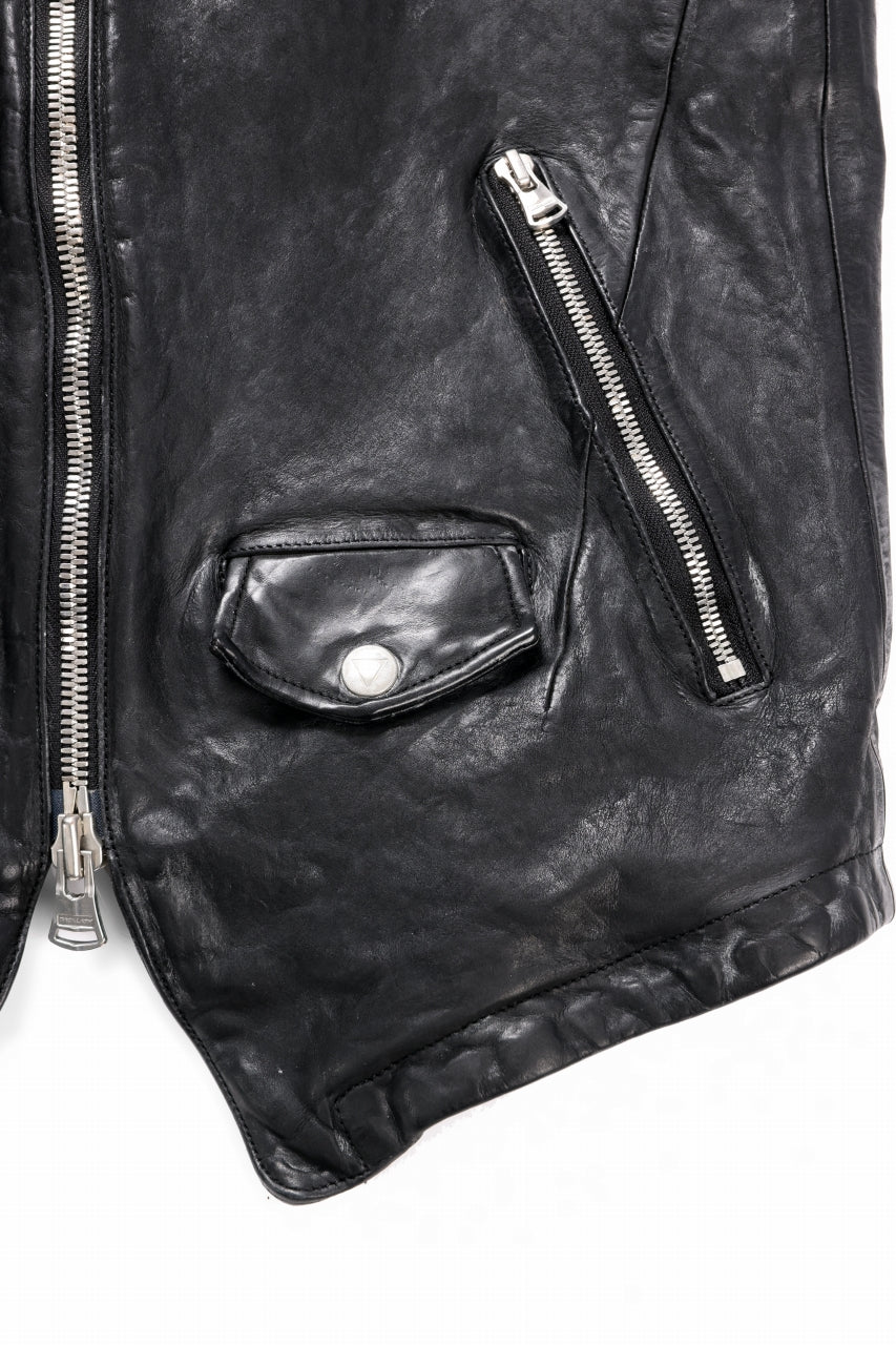 Load image into Gallery viewer, ISAMU KATAYAMA BACKLASH SHOULDER FRENCH SHOULDER GARMENT-DYED ZIPPER VEST (BLACK)