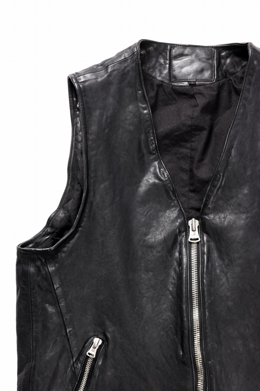 Load image into Gallery viewer, ISAMU KATAYAMA BACKLASH SHOULDER FRENCH SHOULDER GARMENT-DYED ZIPPER VEST (BLACK)
