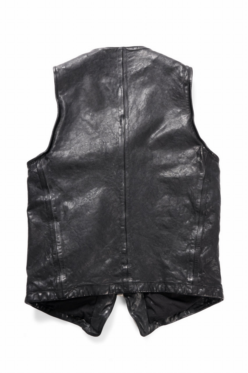 Load image into Gallery viewer, ISAMU KATAYAMA BACKLASH SHOULDER FRENCH SHOULDER GARMENT-DYED ZIPPER VEST (BLACK)