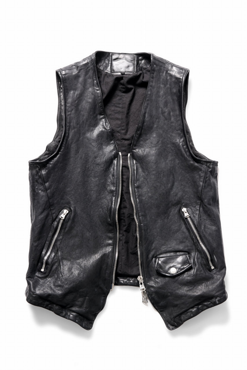 Load image into Gallery viewer, ISAMU KATAYAMA BACKLASH SHOULDER FRENCH SHOULDER GARMENT-DYED ZIPPER VEST (BLACK)