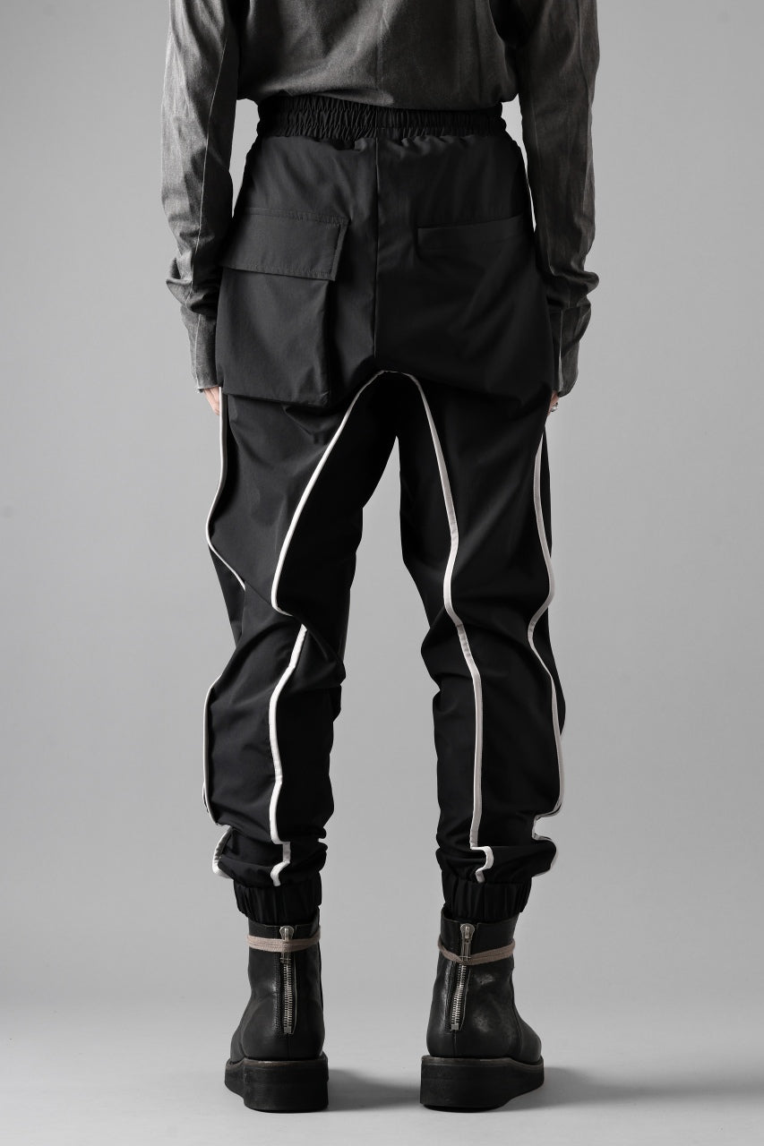 画像をギャラリービューアに読み込む, thom/krom DROP CROTCH TROUSERS / ELASTIC NYLON + REFLECTION PIPING (BLACK)