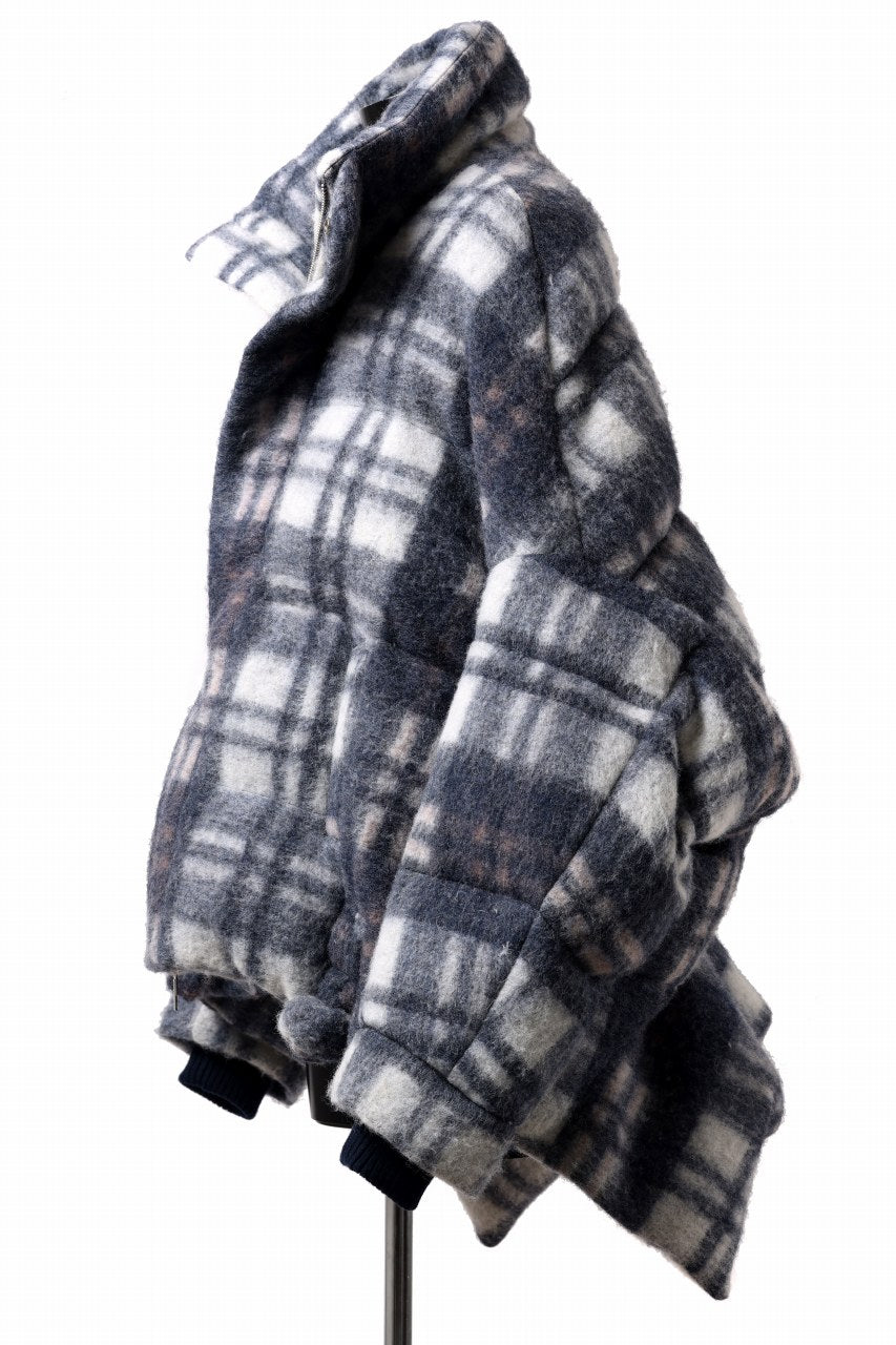 画像をギャラリービューアに読み込む, Feng Chen Wang UPSIDE DOWN JACKET IN CHECK PATTERN (NAVY)