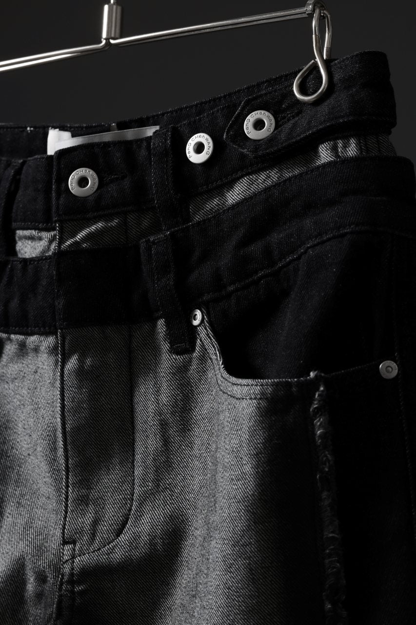 Load image into Gallery viewer, Feng Chen Wang RAW EDGE PATCHWORK TROUSERS (BLACK)