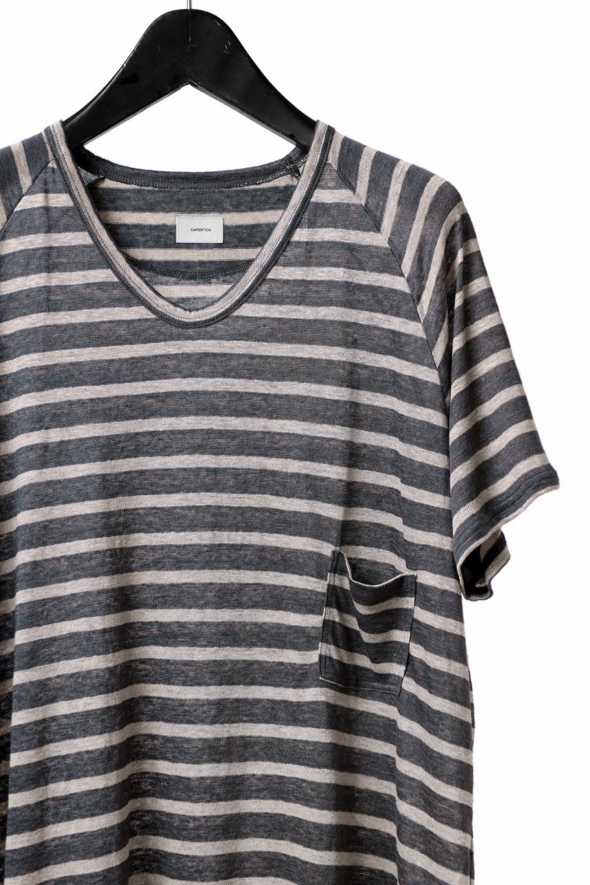 画像をギャラリービューアに読み込む, CAPERTICA BORDER PRISONER SHIRT / LINEN JERSEY (CHARCOAL GRAY)