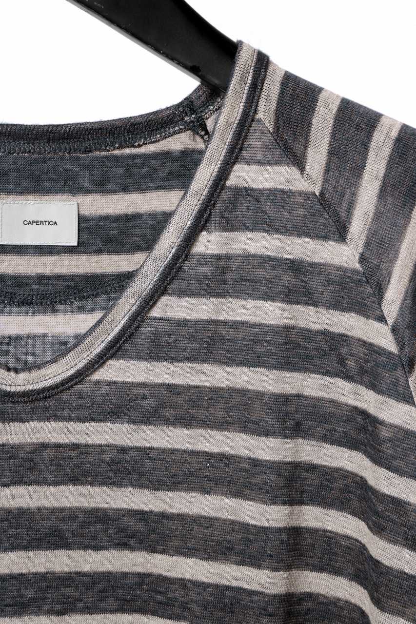 画像をギャラリービューアに読み込む, CAPERTICA BORDER PRISONER SHIRT / LINEN JERSEY (CHARCOAL GRAY)