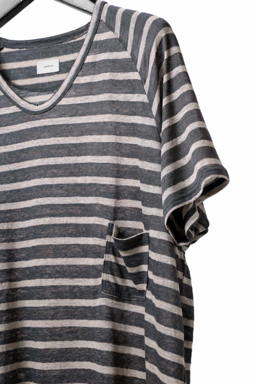 画像をギャラリービューアに読み込む, CAPERTICA BORDER PRISONER SHIRT / LINEN JERSEY (CHARCOAL GRAY)