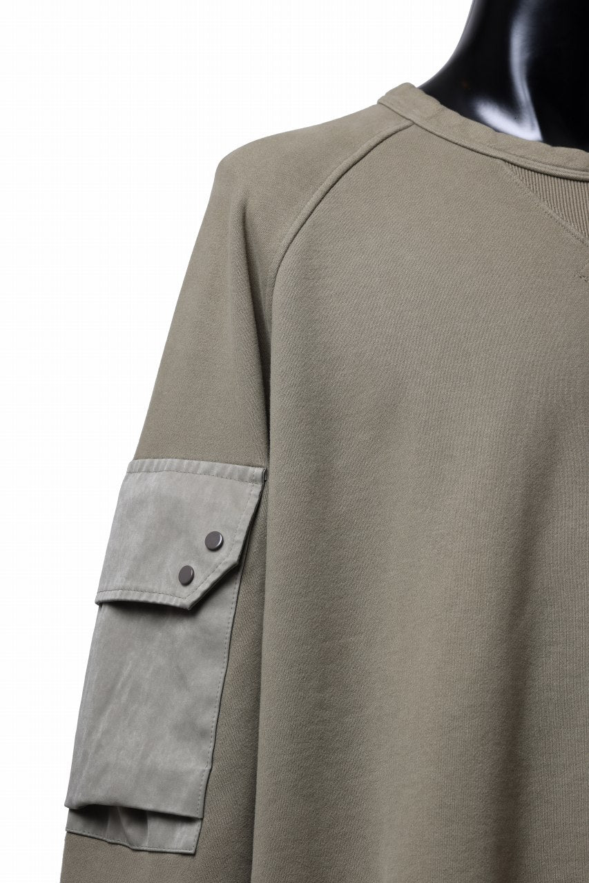 Load image into Gallery viewer, Ten c MULTI POCKET SNAP CREW SWEAT / GARMENT DYED (ASH GRAY)