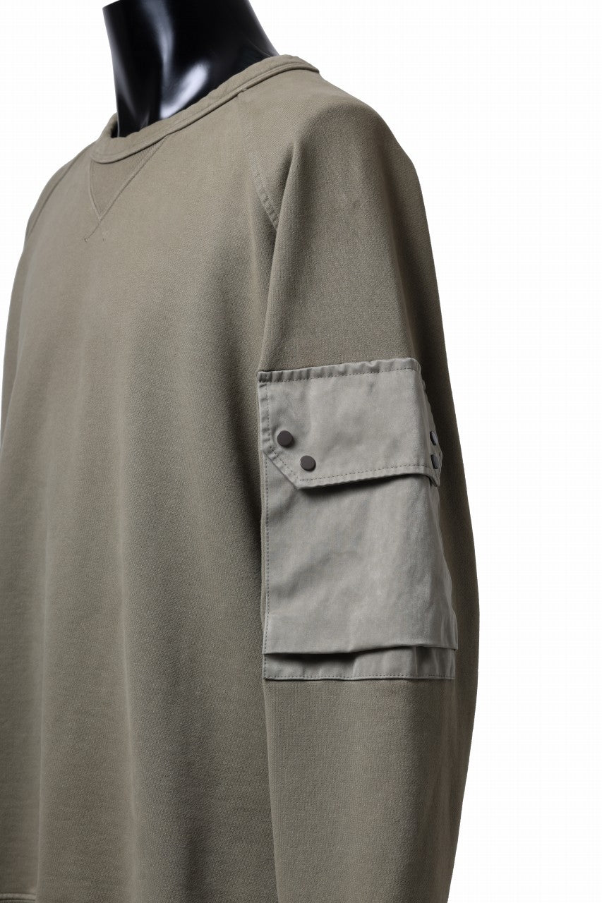 Load image into Gallery viewer, Ten c MULTI POCKET SNAP CREW SWEAT / GARMENT DYED (ASH GRAY)