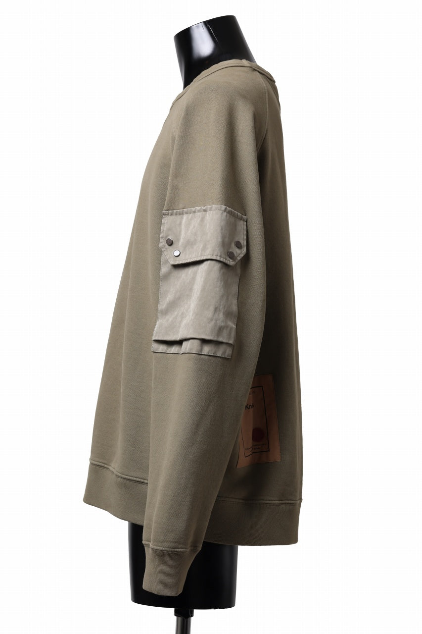 Load image into Gallery viewer, Ten c MULTI POCKET SNAP CREW SWEAT / GARMENT DYED (ASH GRAY)