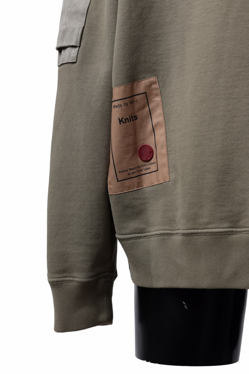 Load image into Gallery viewer, Ten c MULTI POCKET SNAP CREW SWEAT / GARMENT DYED (ASH GRAY)