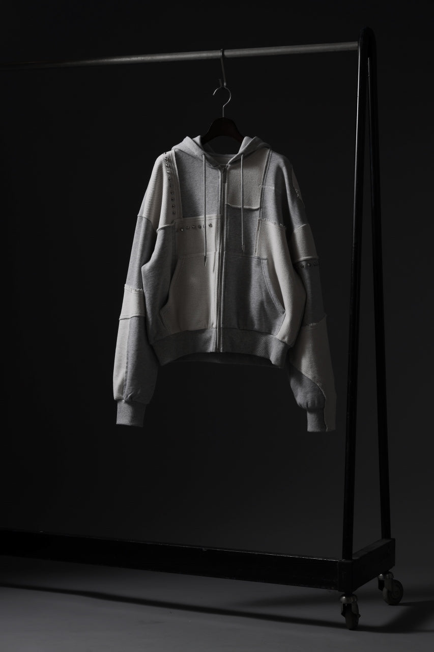 画像をギャラリービューアに読み込む, Feng Chen Wang PANELLED FULL ZIP HOODIE (GREY)