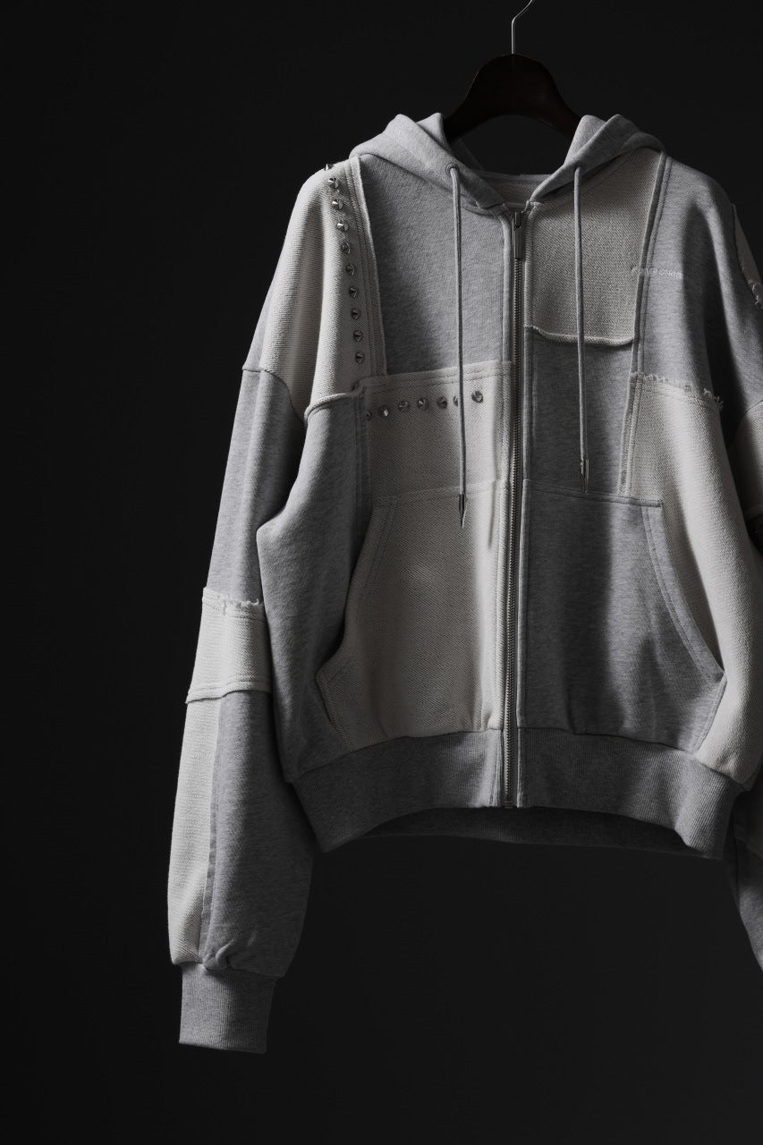 画像をギャラリービューアに読み込む, Feng Chen Wang PANELLED FULL ZIP HOODIE (GREY)