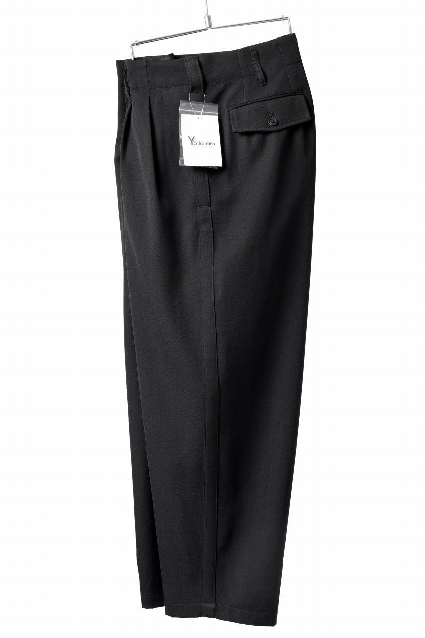 画像をギャラリービューアに読み込む, Y's for men 3TUCKS WIDE TAPERED PANTS / CLASSIC WOOL GABADINE (BLACK)