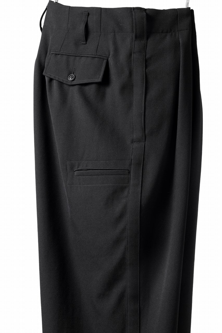 画像をギャラリービューアに読み込む, Y's for men 3TUCKS WIDE TAPERED PANTS / CLASSIC WOOL GABADINE (BLACK)