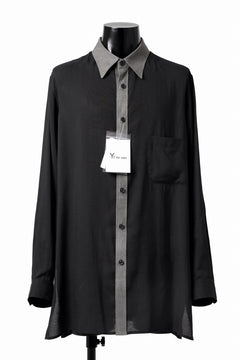 画像をギャラリービューアに読み込む, Y's for men SWITCHING COLLAR-PLACKET SHIRT / CELLULOSE LINEN (BLACK)