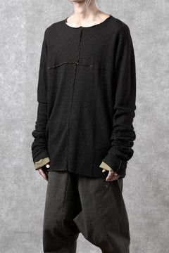 Load image into Gallery viewer, m.a+ double one piece long sleeve knit & t-shirt / T211DM/VLOH/JCL1 (BLACK/WOOD BROWN)