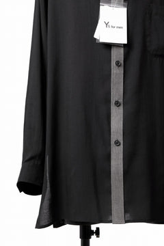 画像をギャラリービューアに読み込む, Y's for men SWITCHING COLLAR-PLACKET SHIRT / CELLULOSE LINEN (BLACK)