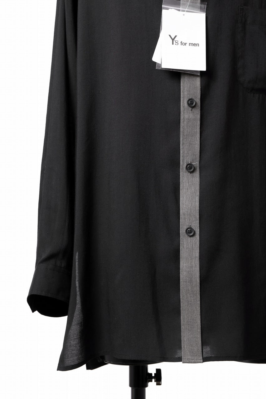 画像をギャラリービューアに読み込む, Y's for men SWITCHING COLLAR-PLACKET SHIRT / CELLULOSE LINEN (BLACK)