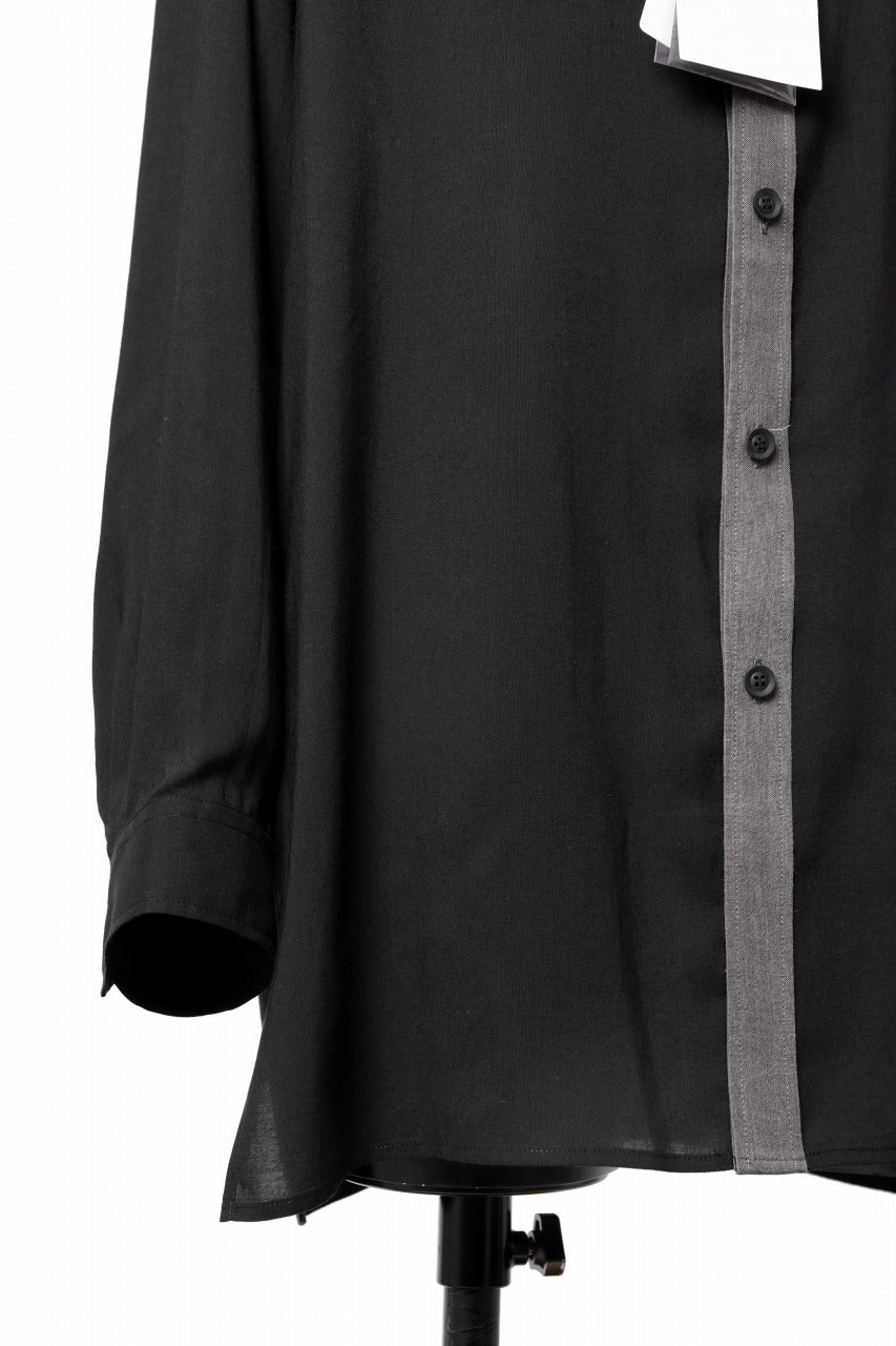 画像をギャラリービューアに読み込む, Y&#39;s for men SWITCHING COLLAR-PLACKET SHIRT / CELLULOSE LINEN (BLACK)