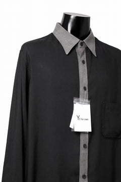 画像をギャラリービューアに読み込む, Y's for men SWITCHING COLLAR-PLACKET SHIRT / CELLULOSE LINEN (BLACK)