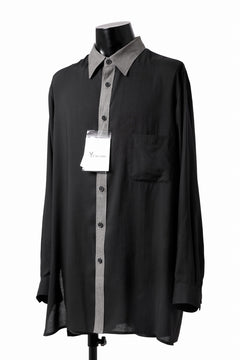 画像をギャラリービューアに読み込む, Y's for men SWITCHING COLLAR-PLACKET SHIRT / CELLULOSE LINEN (BLACK)