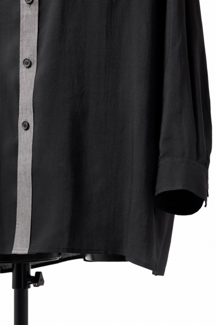 画像をギャラリービューアに読み込む, Y's for men SWITCHING COLLAR-PLACKET SHIRT / CELLULOSE LINEN (BLACK)