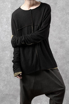 Load image into Gallery viewer, m.a+ double one piece long sleeve knit & t-shirt / T211DM/VLOH/JCL1 (BLACK/WOOD BROWN)