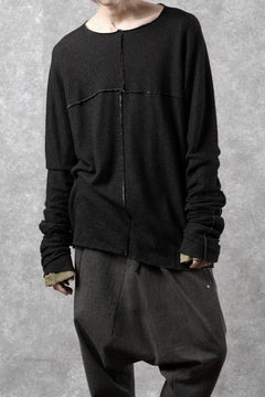 Load image into Gallery viewer, m.a+ double one piece long sleeve knit & t-shirt / T211DM/VLOH/JCL1 (BLACK/WOOD BROWN)