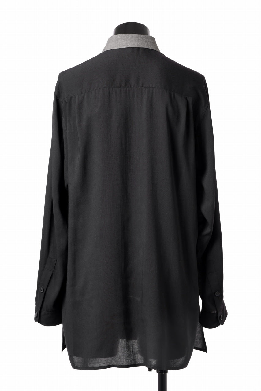 画像をギャラリービューアに読み込む, Y's for men SWITCHING COLLAR-PLACKET SHIRT / CELLULOSE LINEN (BLACK)