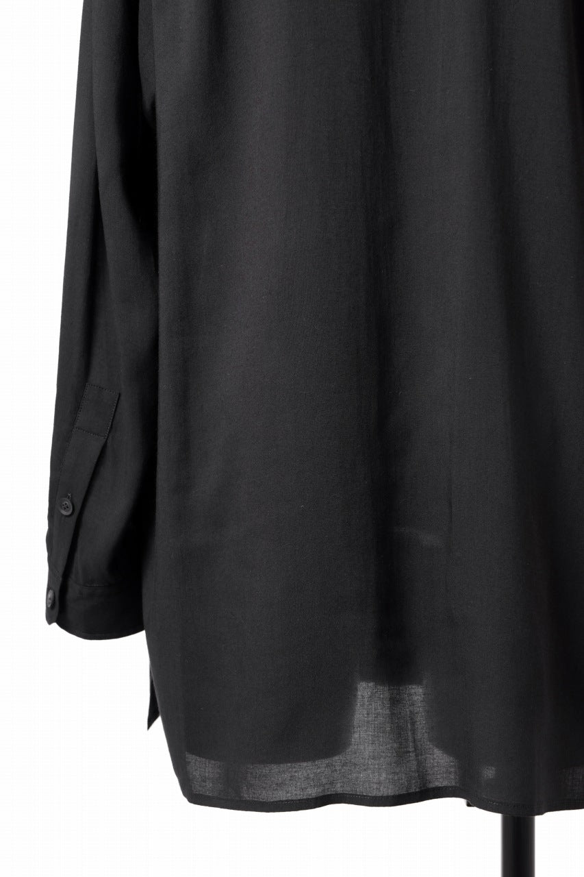 画像をギャラリービューアに読み込む, Y's for men SWITCHING COLLAR-PLACKET SHIRT / CELLULOSE LINEN (BLACK)