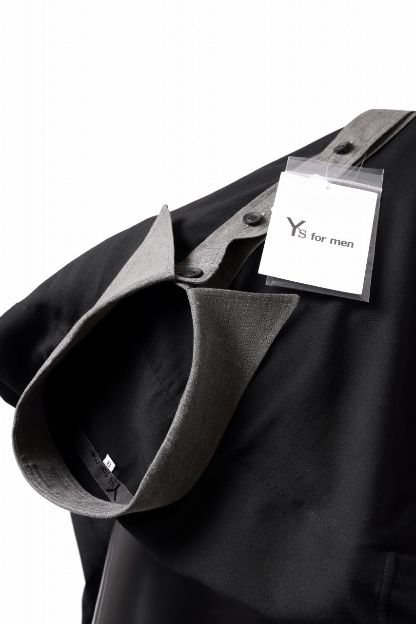 画像をギャラリービューアに読み込む, Y's for men SWITCHING COLLAR-PLACKET SHIRT / CELLULOSE LINEN (BLACK)