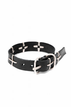 画像をギャラリービューアに読み込む, m.a+ thin silver cross studded wrist band / A-F2BL1/GR2,0 (BLACK)