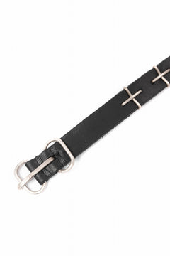 画像をギャラリービューアに読み込む, m.a+ thin silver cross studded wrist band / A-F2BL1/GR2,0 (BLACK)