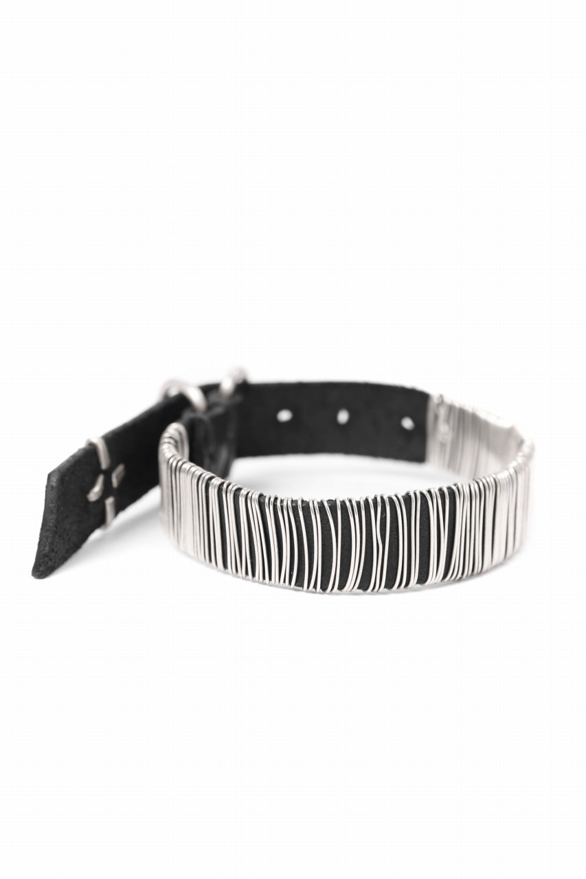 画像をギャラリービューアに読み込む, m.a+ thin silver wrapped wrist band / A-F7BL1/GR2,0 (BLACK)