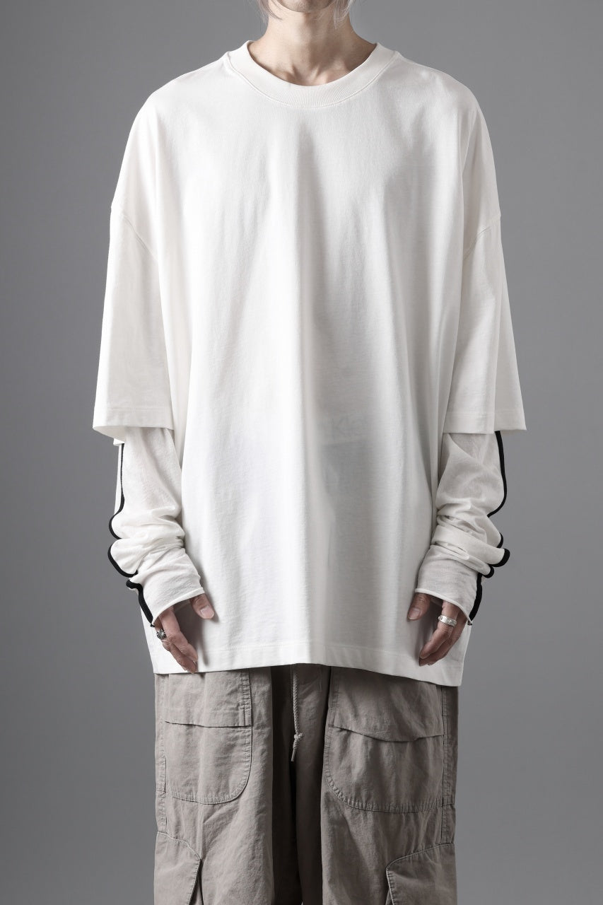 画像をギャラリービューアに読み込む, thom/krom OVERSIZED LAYER PIPING SLEEVE TEE / COTTON JERSEY (CREAM)