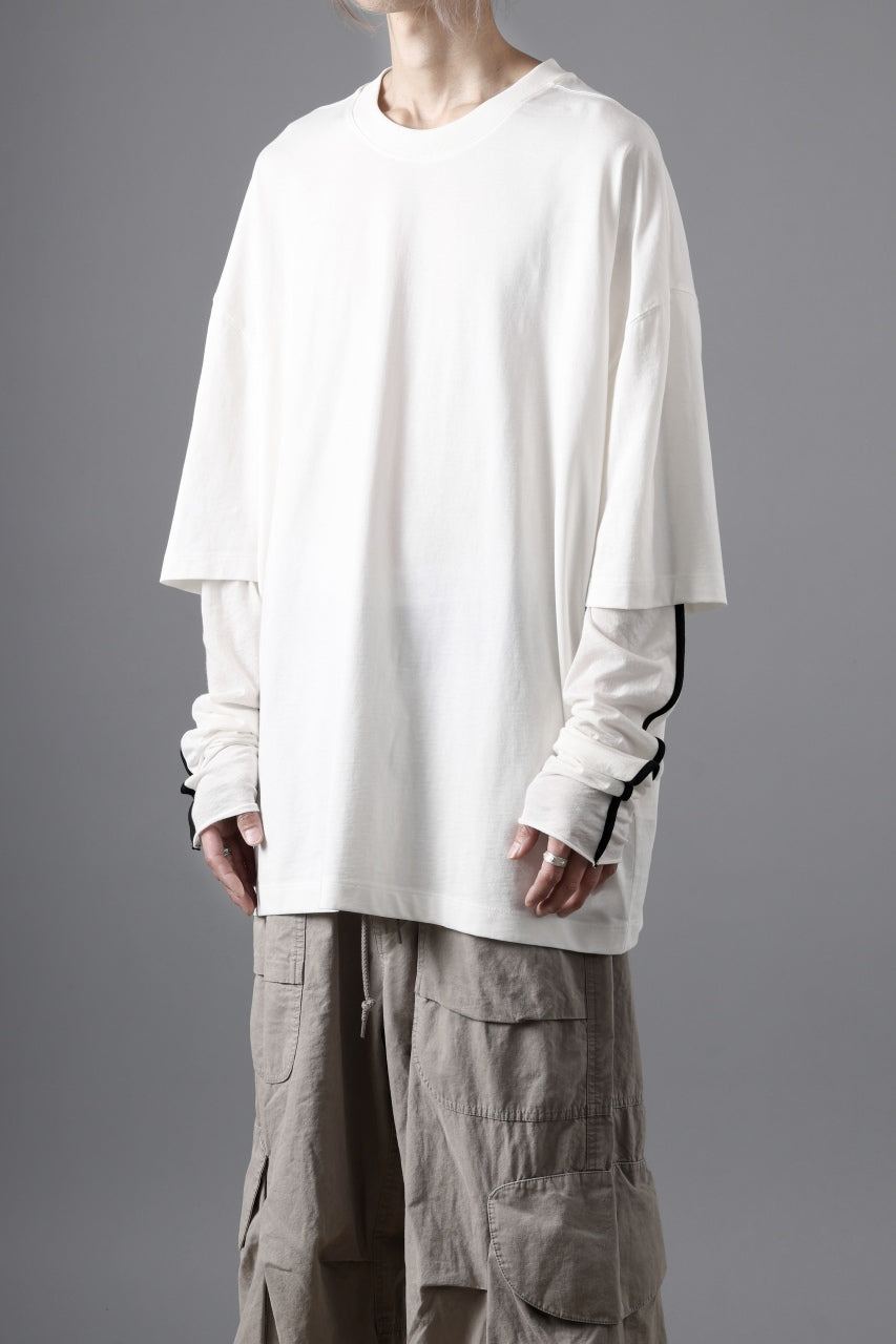 画像をギャラリービューアに読み込む, thom/krom OVERSIZED LAYER PIPING SLEEVE TEE / COTTON JERSEY (CREAM)