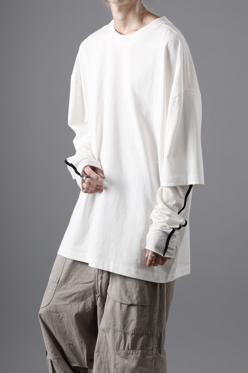 画像をギャラリービューアに読み込む, thom/krom OVERSIZED LAYER PIPING SLEEVE TEE / COTTON JERSEY (CREAM)