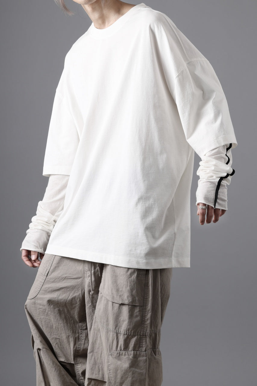 画像をギャラリービューアに読み込む, thom/krom OVERSIZED LAYER PIPING SLEEVE TEE / COTTON JERSEY (CREAM)