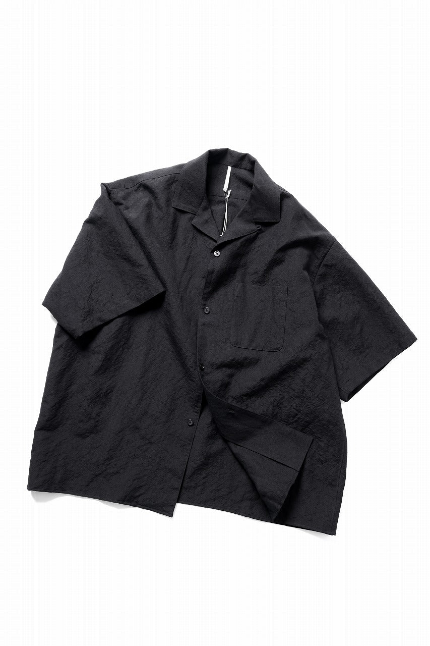 Load image into Gallery viewer, sus-sous open collar S/S shirt / L/W tumbler (BLACK)
